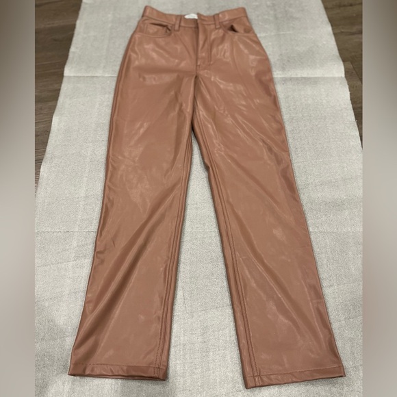 Abercrombie & Fitch Pants - [27/4]Abercrombie & Fitch Tan Vegan Leather 90s Straight Ultra High Rise Pant